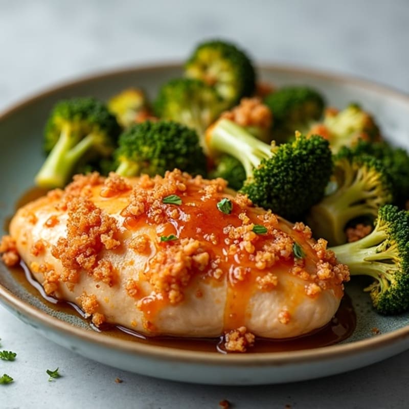 Crispy Baked Sweet and Sour Chicken with Roasted Broccoli