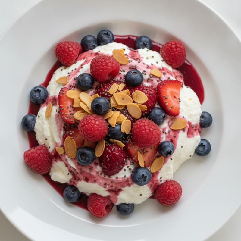 Greek Yogurt Protein Mousse with Mixed Berries