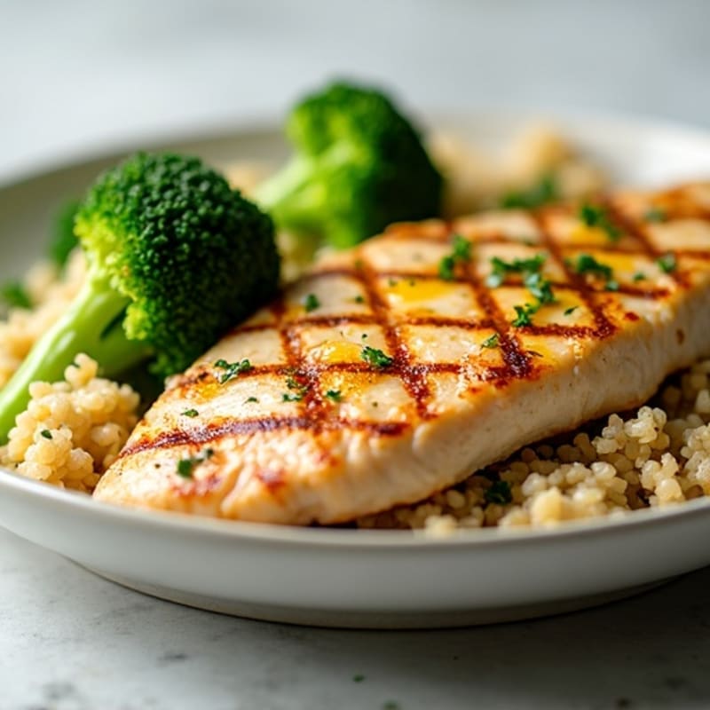 Grilled Chicken Breast with Quinoa and Steamed Broccoli