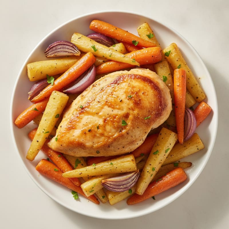 Garlic Herb Roasted Chicken with Root Vegetables