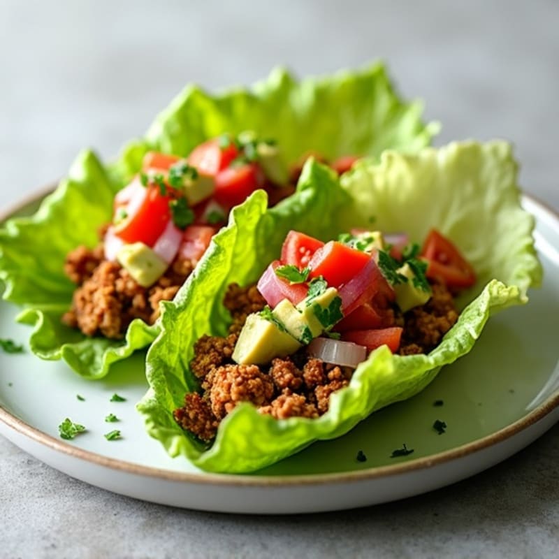 Spiced Ground Chicken Lettuce Wraps with Fresh Salsa and Creamy Avocado