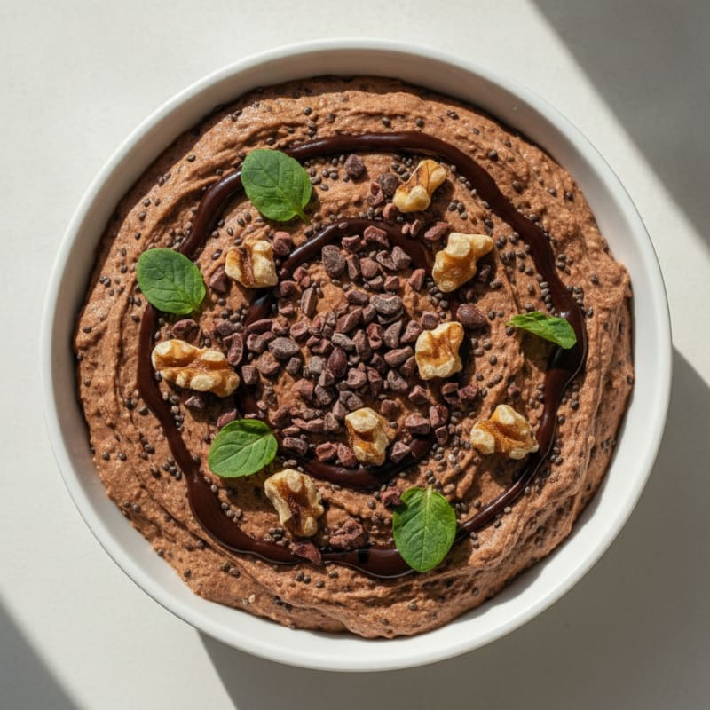 Greek Yogurt Protein Mousse with Cocoa and Chia Seeds