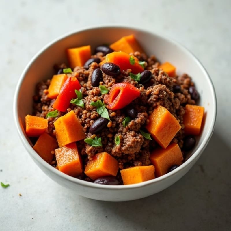 Spiced Sweet Potato and Black Bean Beef Bowl