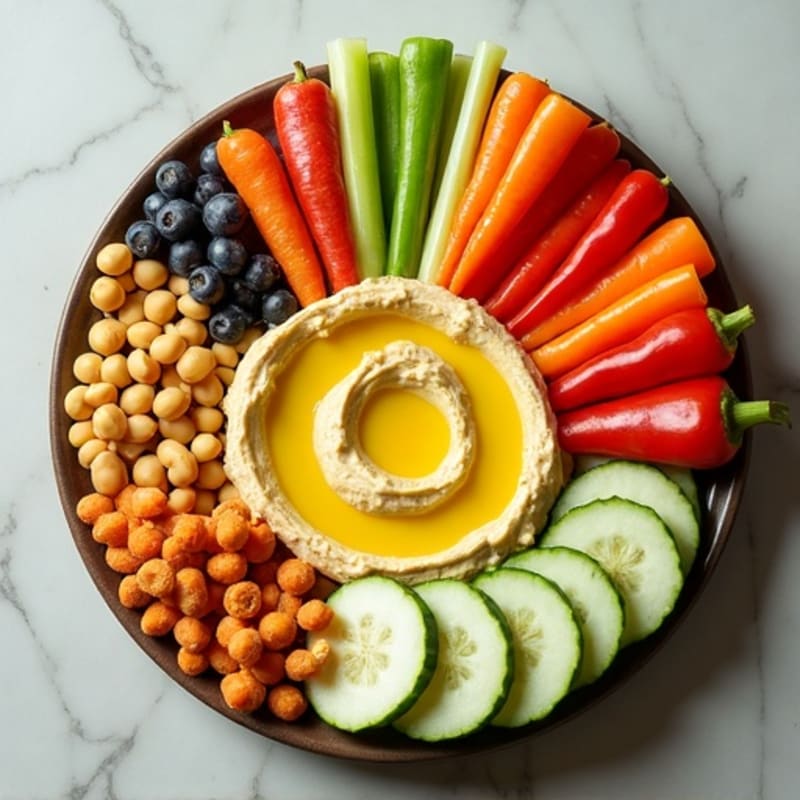 Creamy Lemon-Garlic Hummus Platter with Fresh Crispy Vegetables