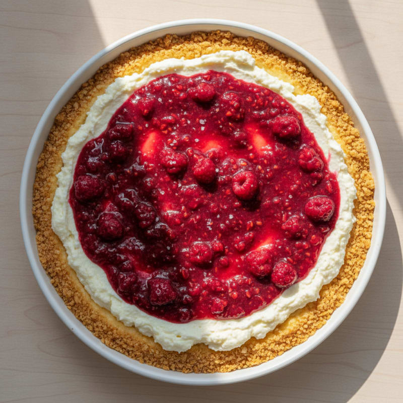 Classic Baked Cheesecake with Berry Coulis