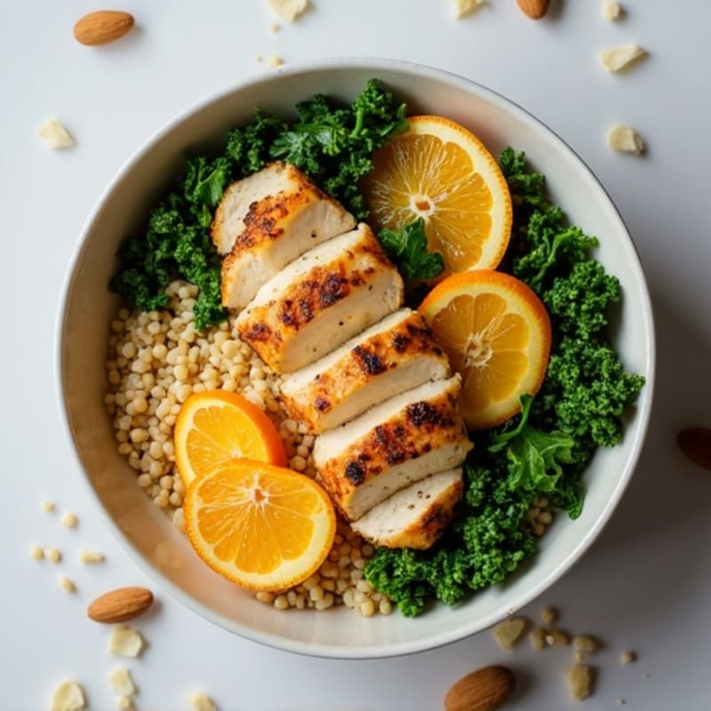 Crunchy Kale and Quinoa Power Bowl with Citrus Chicken