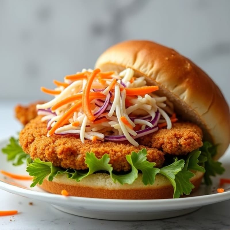 Crispy Baked Chicken Sandwich with Tangy Slaw