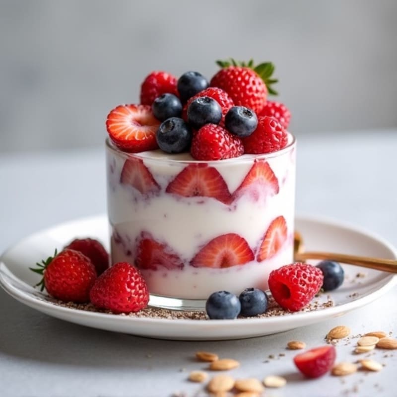 Creamy Protein Berry Parfait with Chia and Almonds
