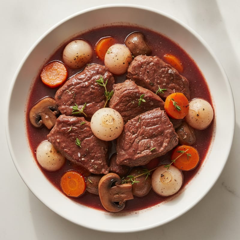 Classic Beef Bourguignon with Pearl Onions