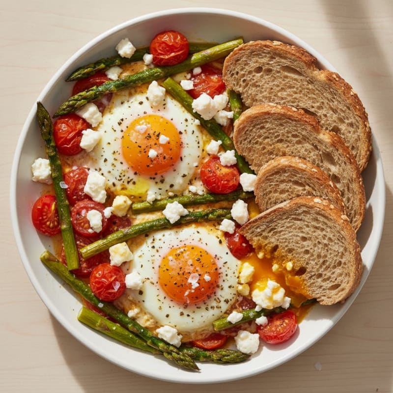 Baked Eggs with Roasted Asparagus
