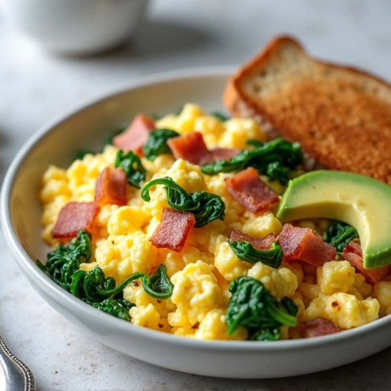 Egg White Scramble with Spinach and Turkey Bacon