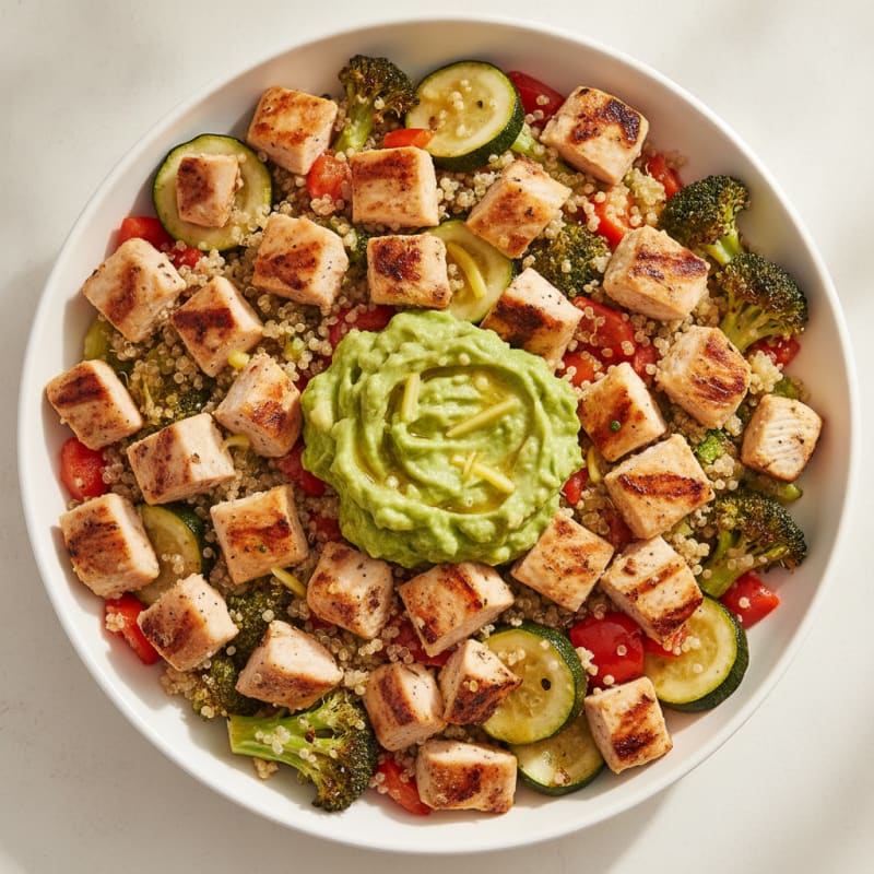 Grilled Chicken and Quinoa Power Bowl with Roasted Vegetables