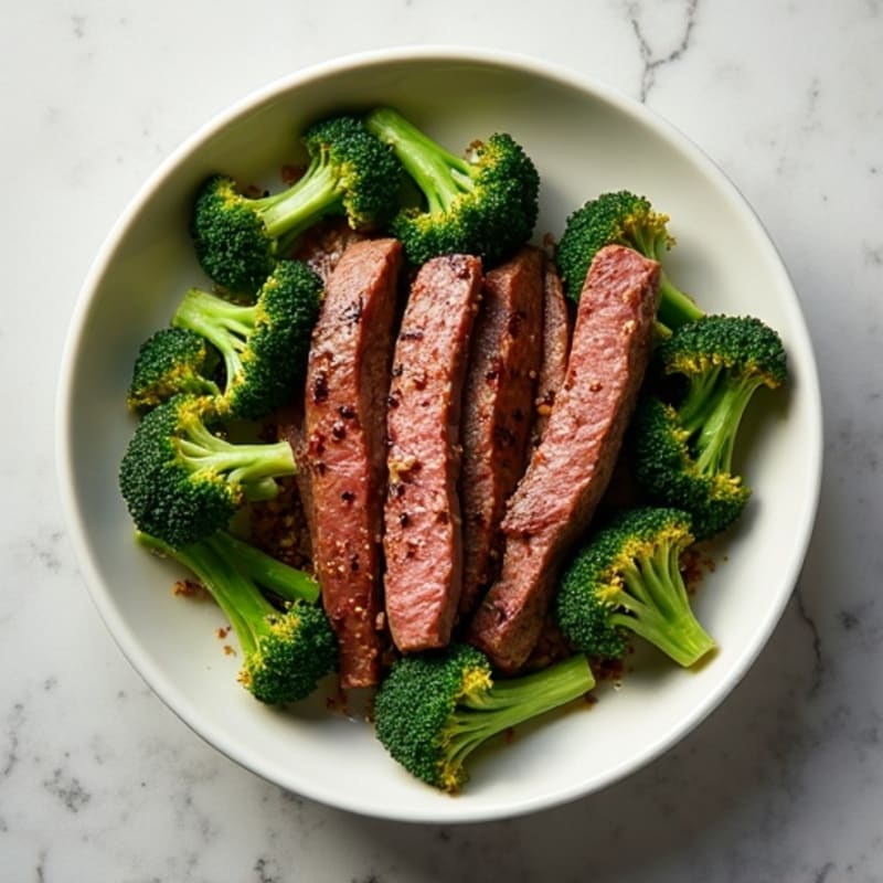 Seared Lean Beef Strips with Roasted Broccoli