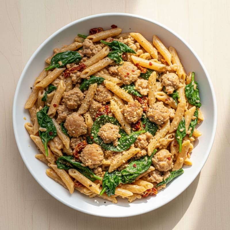 Creamy Tuscan Sausage Pasta Skillet