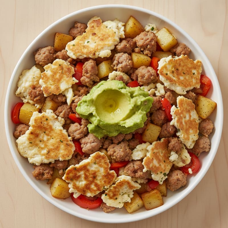 Crispy Egg White and Turkey Sausage Breakfast Bowl