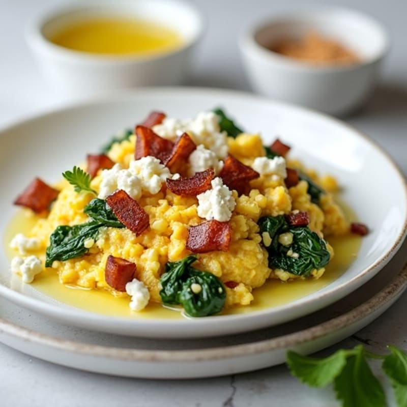 Egg White and Spinach Scramble with Turkey Bacon