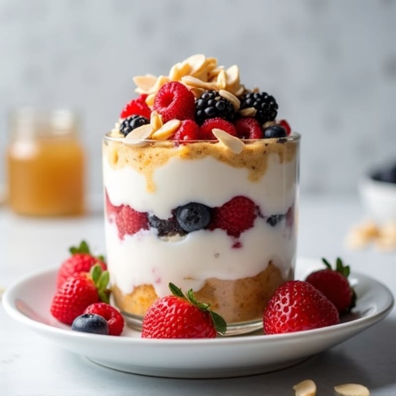 Creamy Greek Yogurt Protein Parfait with Berries and Almonds