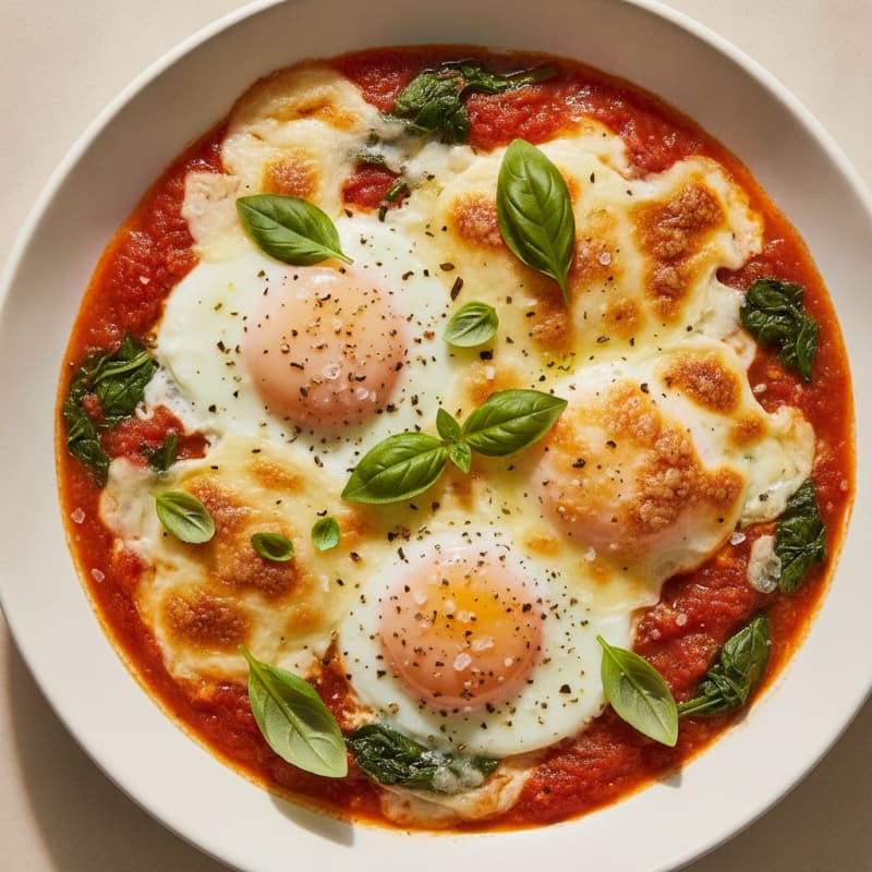 Mozzarella Baked Eggs with Herbs