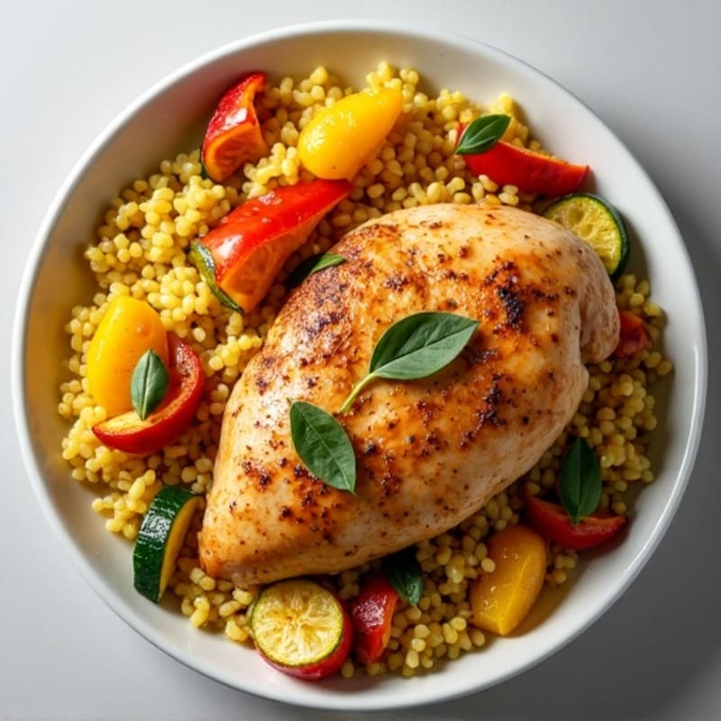 One-Pan Savory Chicken and Yellow Rice with Roasted Vegetables