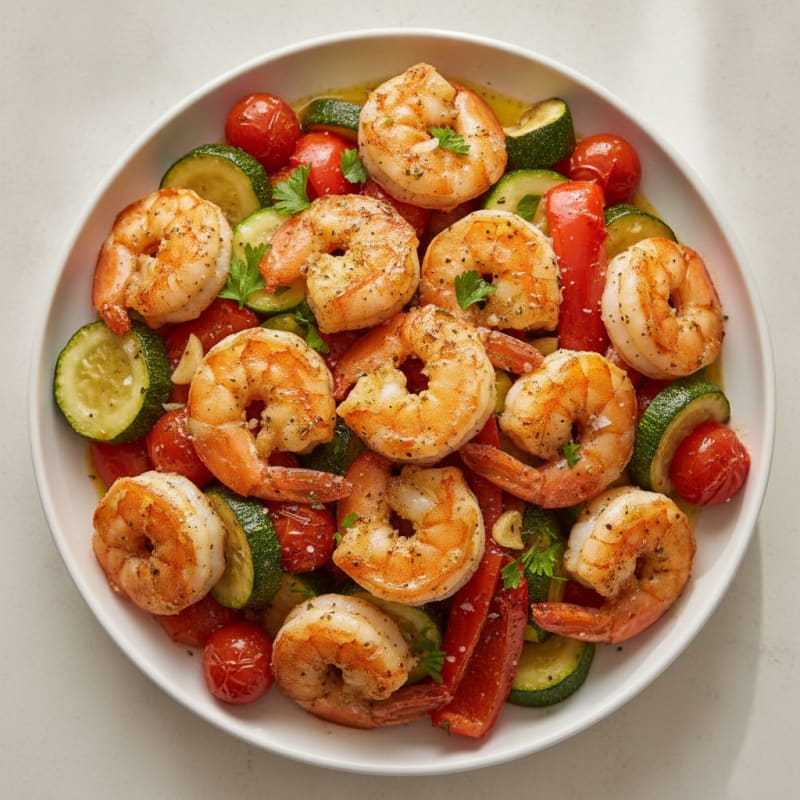 Garlic Shrimp with Roasted Vegetables