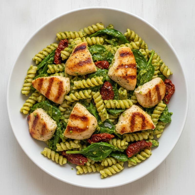 Pesto Chicken Pasta with Sun-Dried Tomatoes