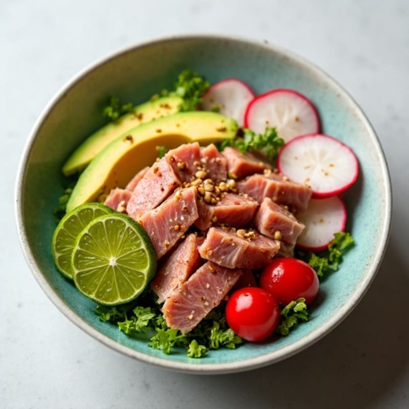 Diced Fresh Tuna Bowl with Crunchy Radishes and Creamy Avocado