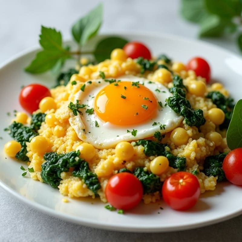 Cottage Cheese Scramble with Spinach and Cherry Tomatoes