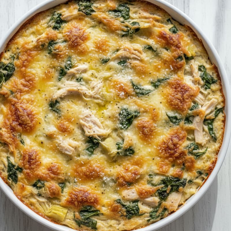 High-Protein Baked Chicken Spinach Artichoke Dip