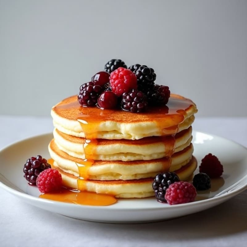 Fluffy Egg White Protein Pancakes with Berry Compote
