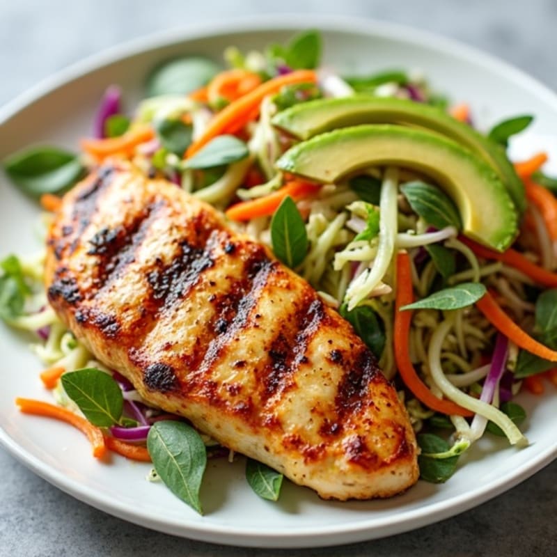 Grilled Chicken Breast with Crunchy Cabbage Slaw