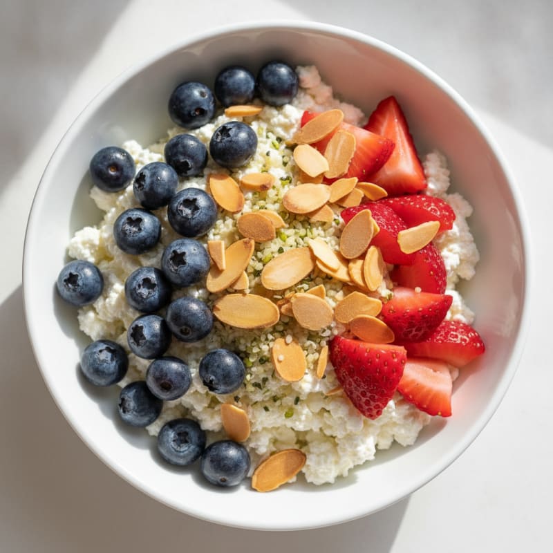Cottage Cheese and Berry Protein Bowl with Almonds