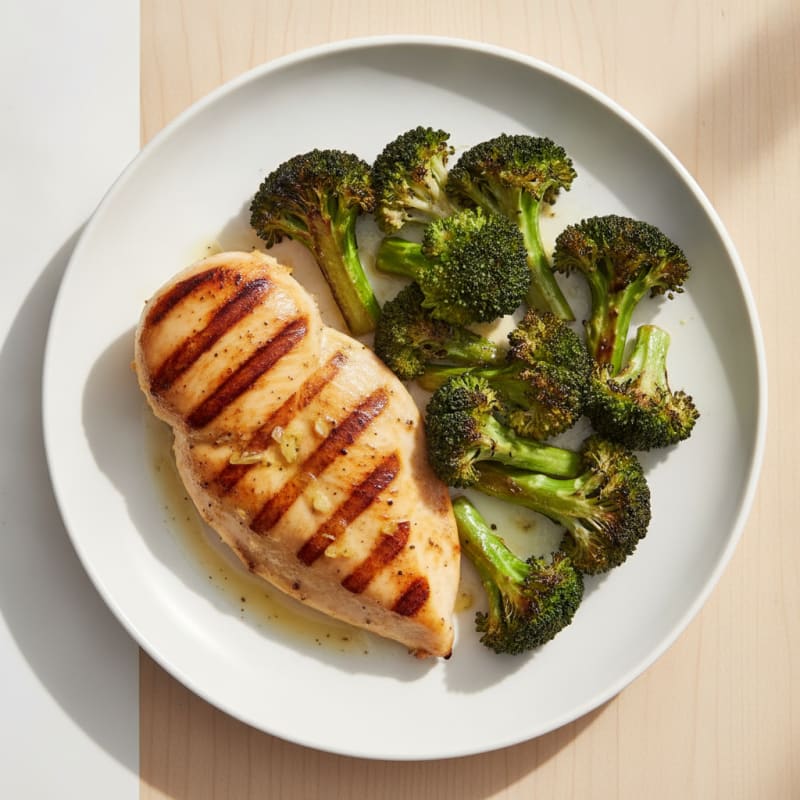 Grilled Chicken Breast with Roasted Broccoli