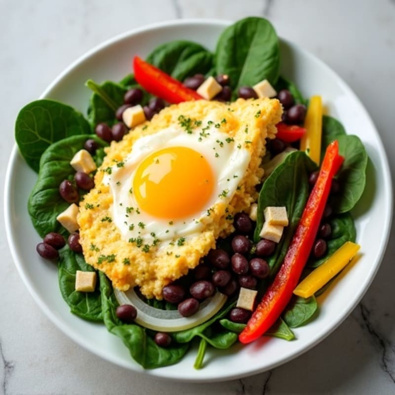 Hearty Egg and Black Bean Scramble with Spinach