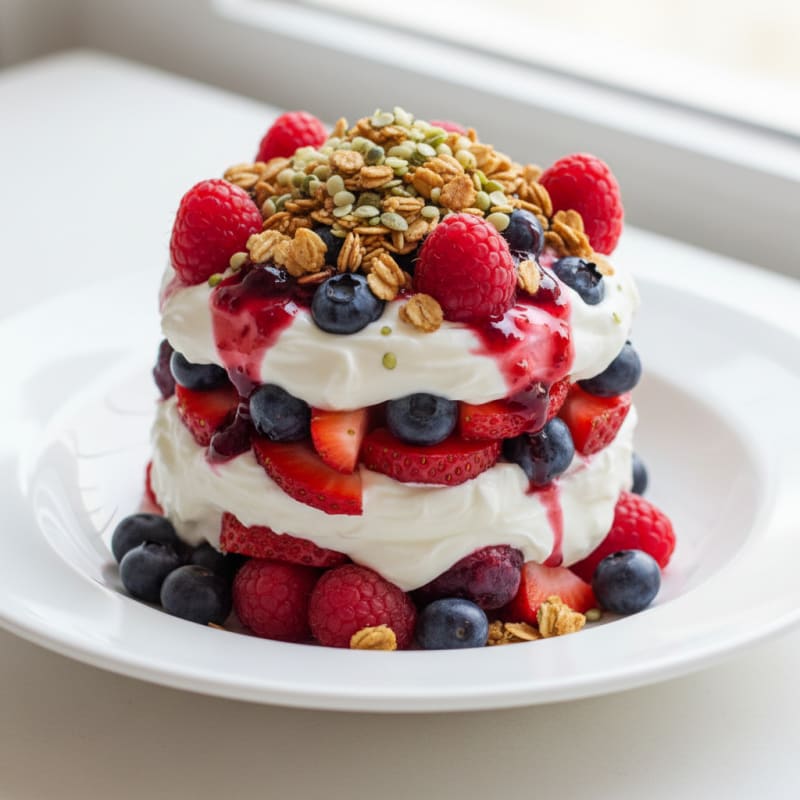Greek Yogurt Protein Parfait with Mixed Berries