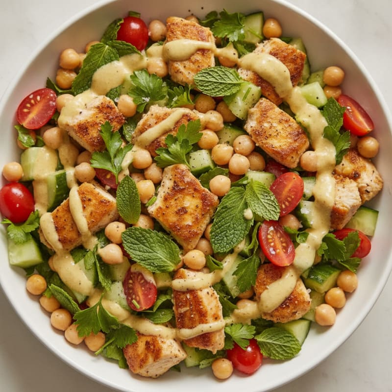 Chickpea and Herb Salad with Lemon-Tahini Dressing