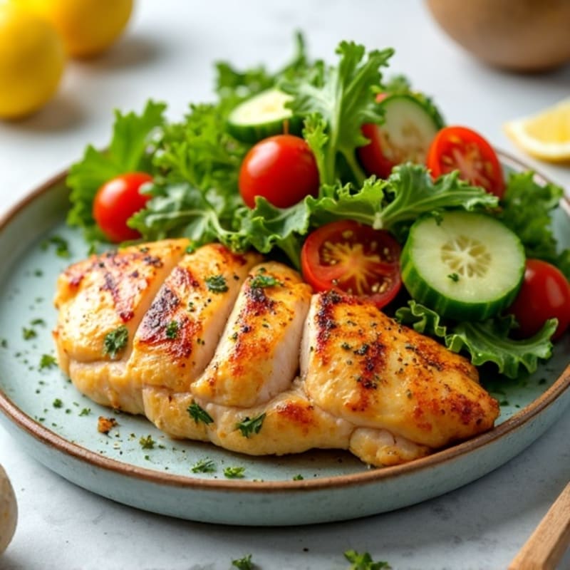 Grilled Lemon Herb Chicken with Crisp Greens Salad