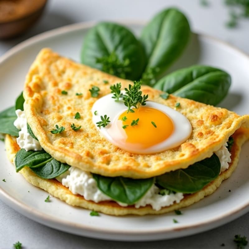 Egg White Spinach Omelette with Cottage Cheese
