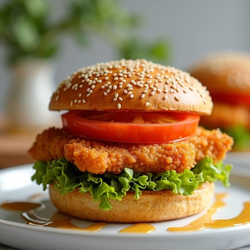 Crispy Air-Fried Chicken Sandwich with Honey Drizzle