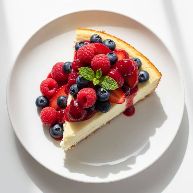 Greek Yogurt Protein Cheesecake with Mixed Berries