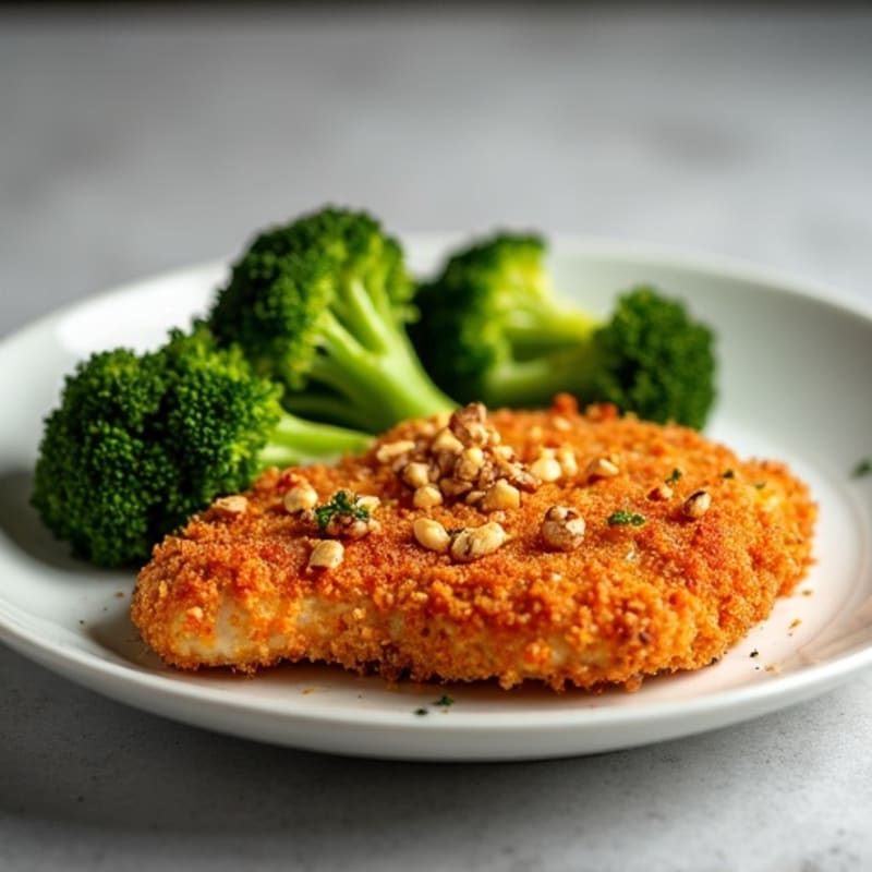 Crispy Baked Sweet and Spicy Chicken with Steamed Broccoli