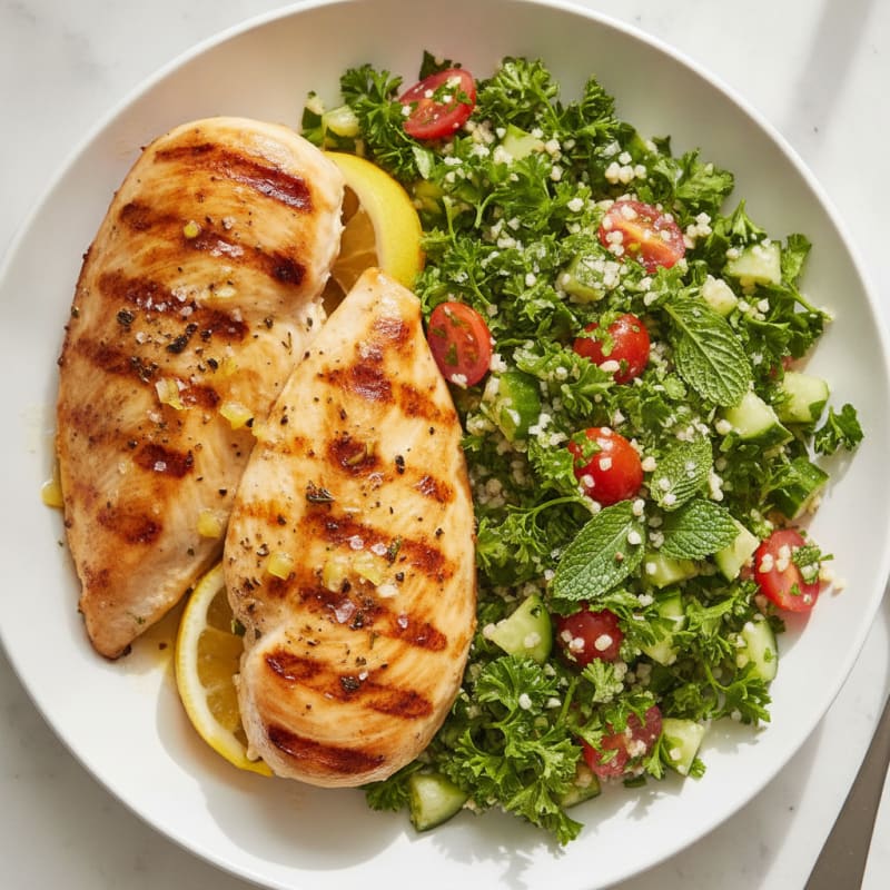 Lemon-Garlic Grilled Chicken with Tabbouleh