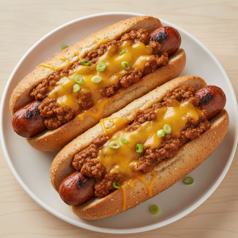 Chili Cheese Beef Hot Dogs