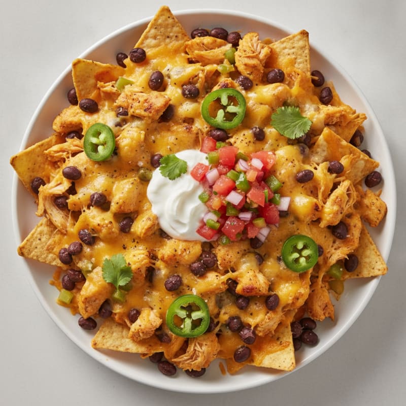 Loaded Chicken Nachos with Black Beans