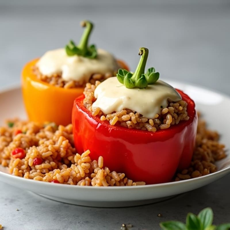 Savory Ground Turkey and Brown Rice Stuffed Bell Peppers