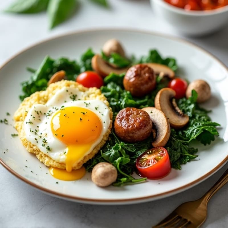 Egg White Scramble with Turkey Sausage and Spinach