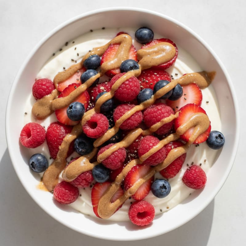 Creamy Greek Yogurt Protein Pudding with Mixed Berries