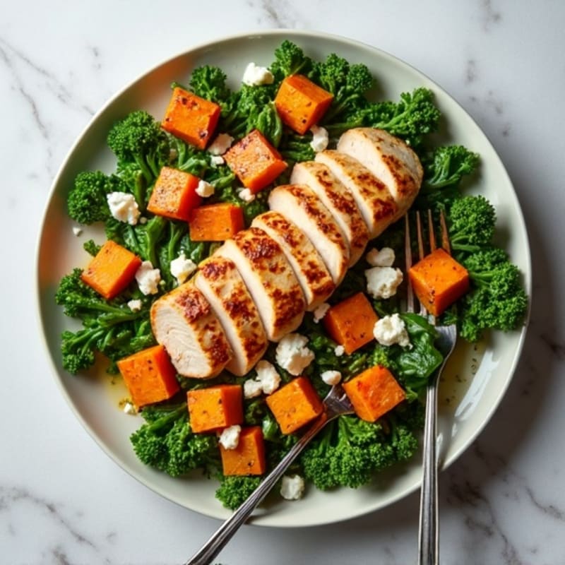 Roasted Chicken, Crispy Butternut Squash, and Kale Salad