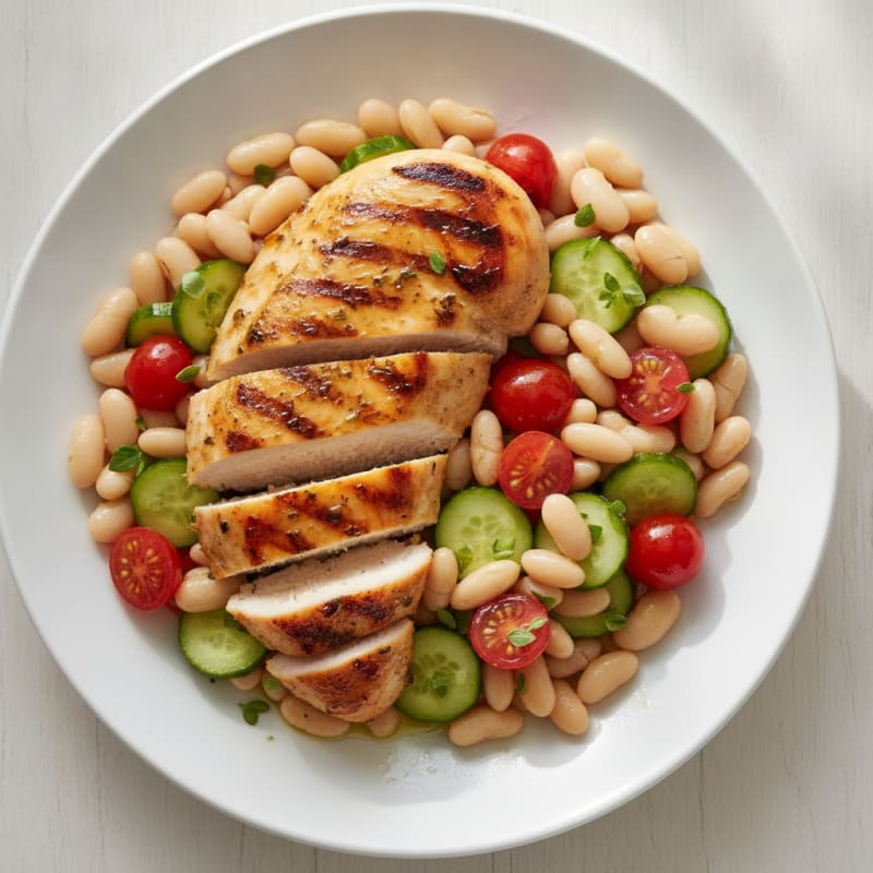 Grilled Lemon Herb Chicken Breast with White Bean Salad