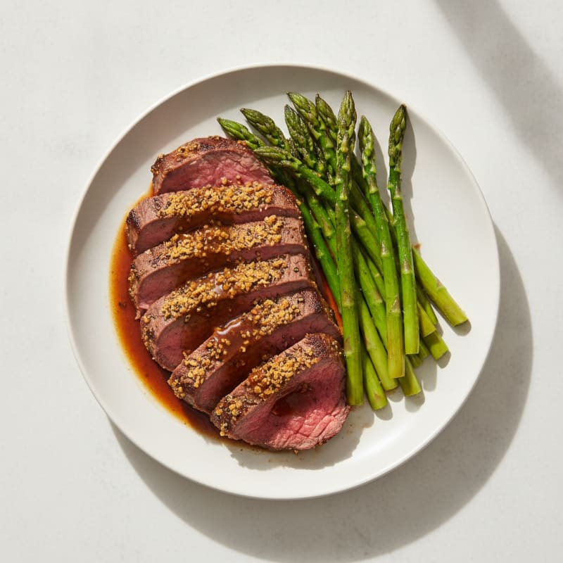 Garlic Herb Roasted Beef with Asparagus
