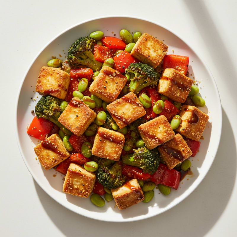 Pan-Seared Tofu with Roasted Vegetables